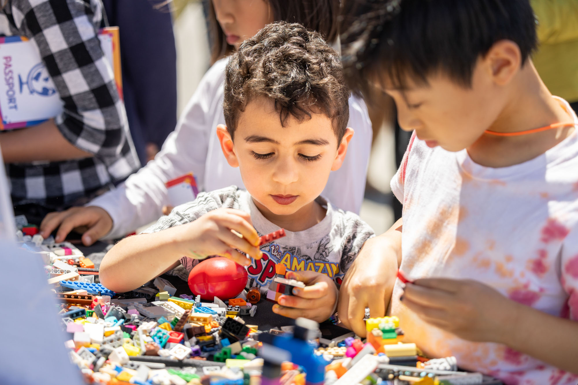 Children playing with legos.