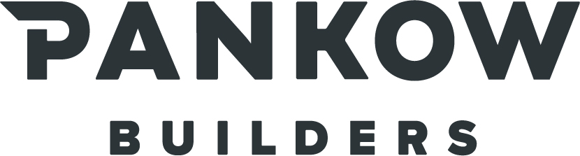 Pankow Builders logo in bold, black uppercase letters on a white background, designed for the YMCA Pro-Am Golf Tournament.