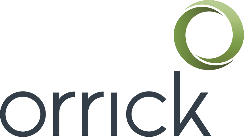 The image shows the word “orrick” in lowercase letters with a green circular design above the “k” on a light background, reminiscent of the fresh energy seen at events like the YMCA Pro-Am Golf Tournament.