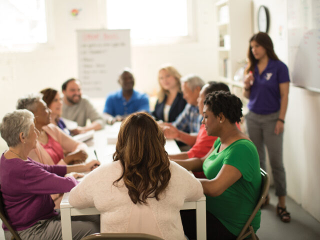 Adults taking a class together
